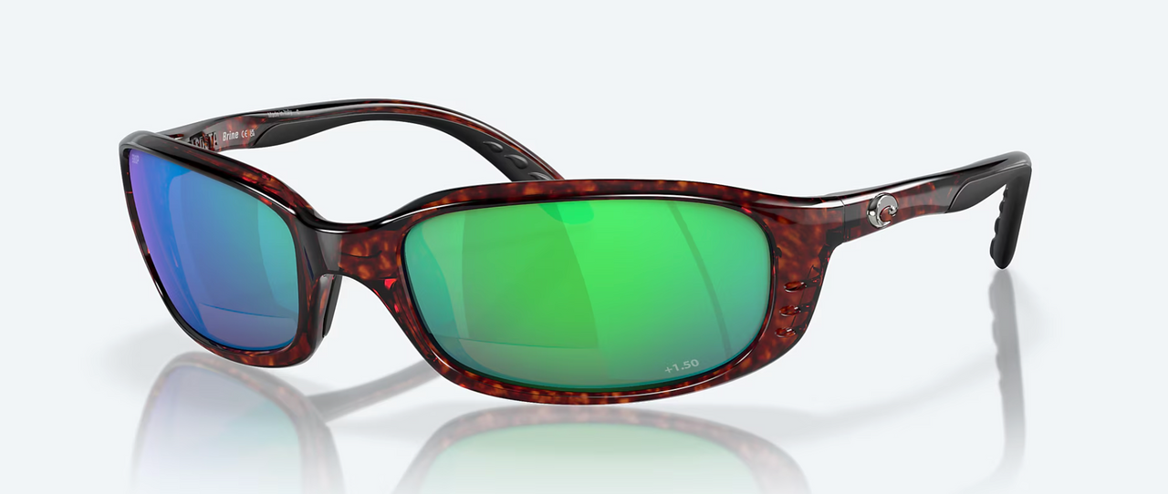 Costa Brine Readers — Tortoise / Green Mirror 580P — +1.50