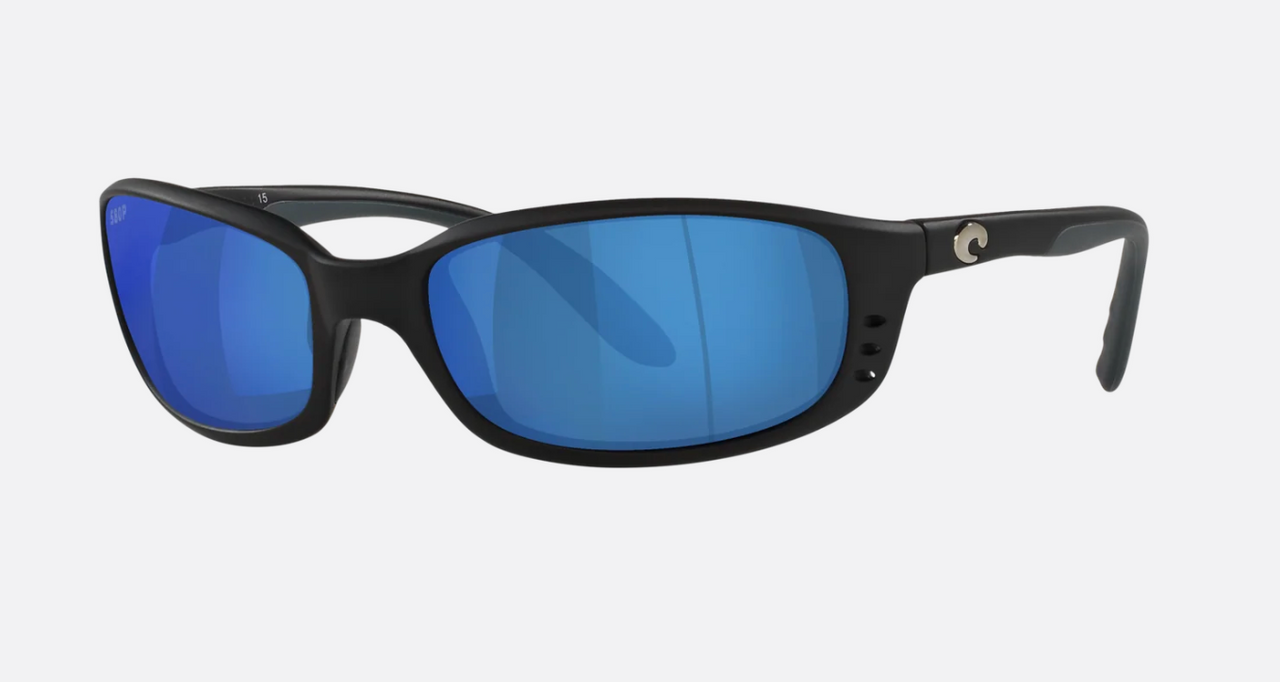 Costa Brine C-Mate Readers — Matte Black / Blue Mirror 580P — +2.00