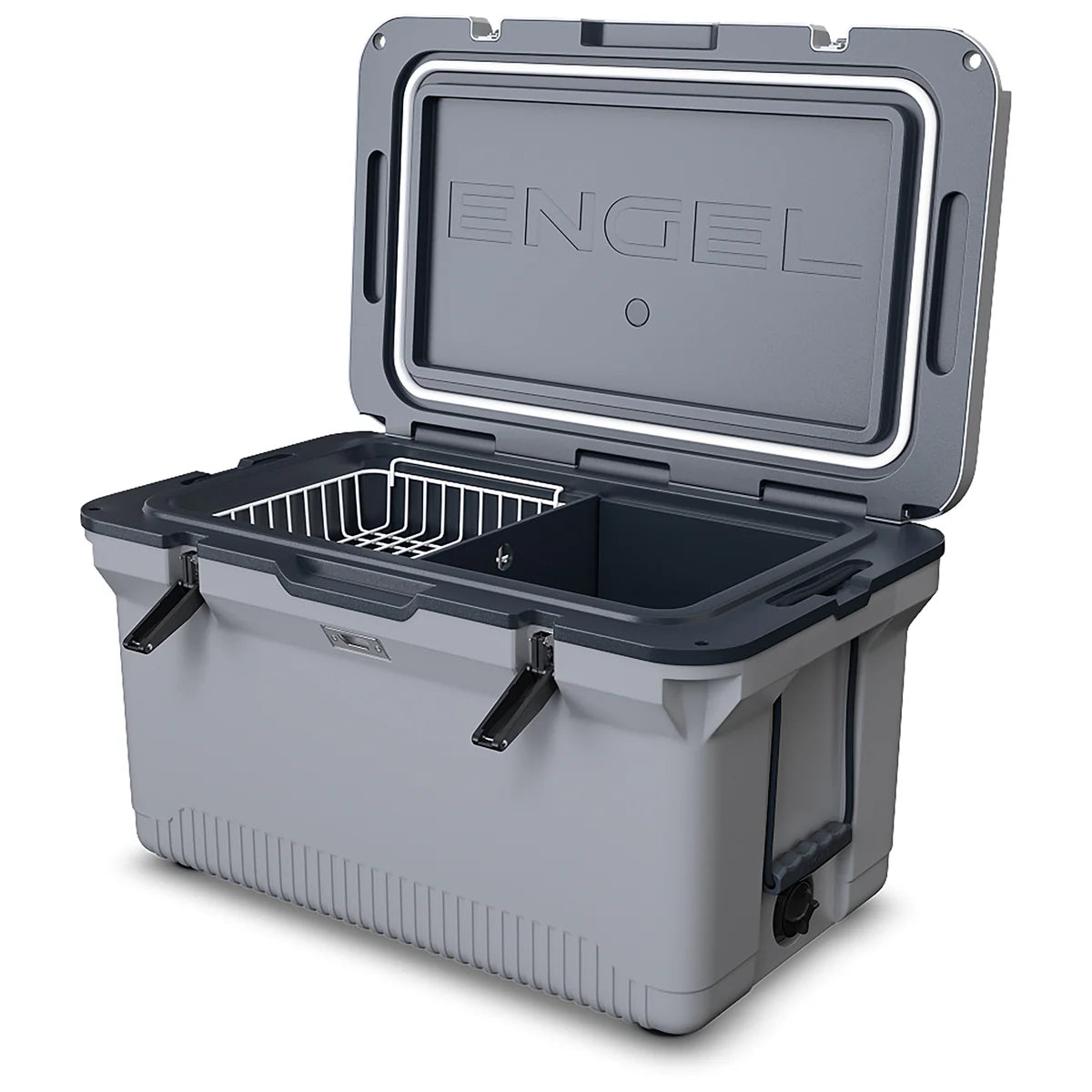 Engel 60 Qt.Ultra Lite Injection Molded Cooler- Haze Grey with Dark Grey Interior- Includes Wire Basket and Divider